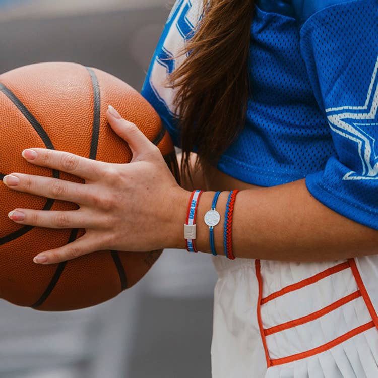 "Game Day" Red/Blue/White Hair Tie Bracelet: Large