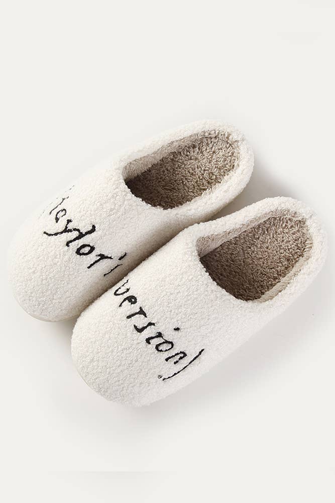 Graphic Printed Taylor's Version Knit Plush Slippers: Red / 39-40