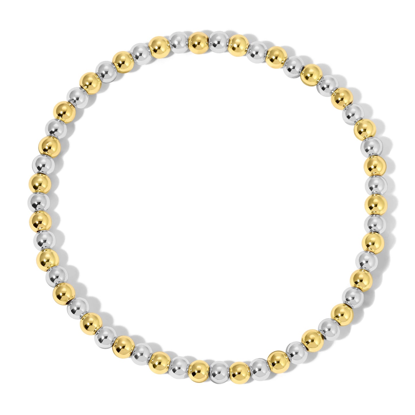 Silver and Gold Mixed Round Bead Bracelet - Small (4mm)