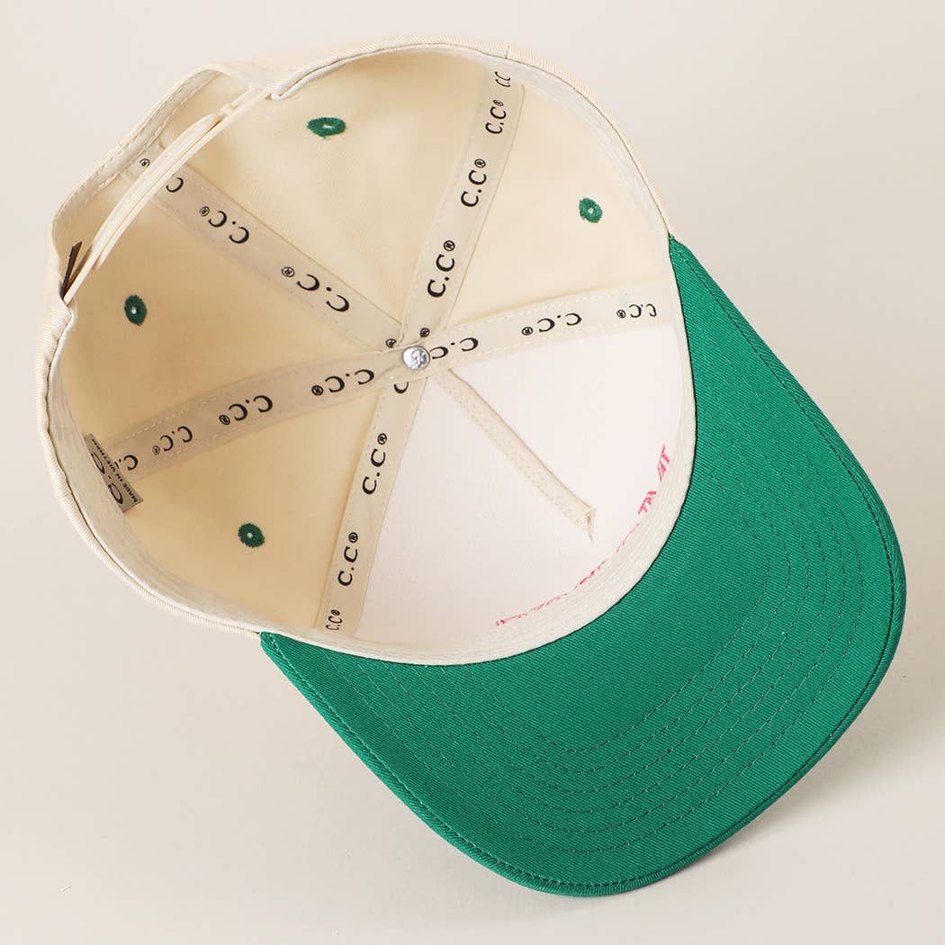 Margs Embroidered Canvas Two-Tone Trucker Hat: BUTTER YELLOW / One Size