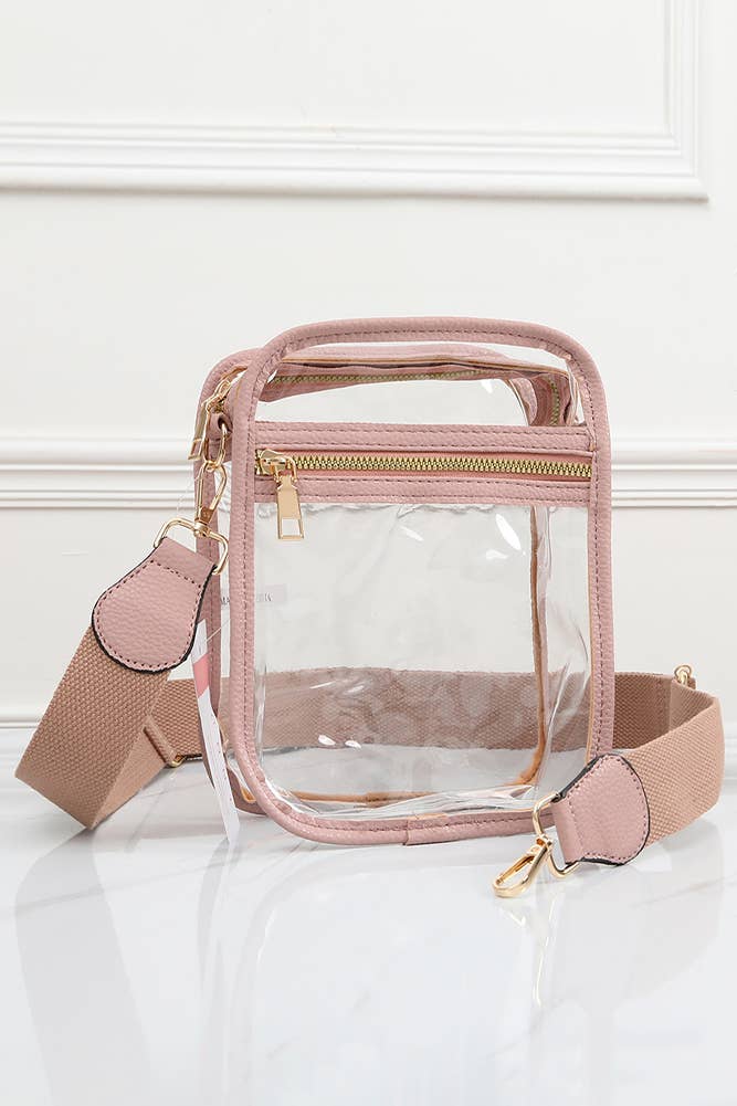 Clear PU Cross Body Mini Bag: Black
