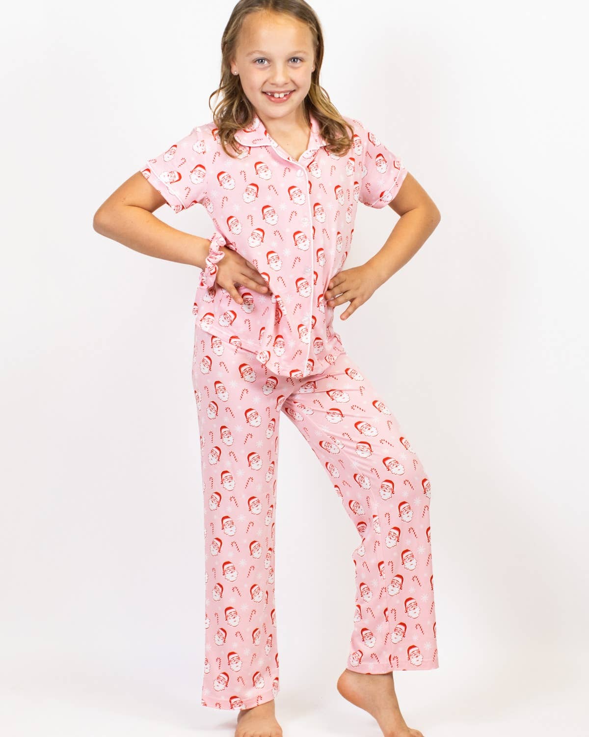 Girl's Candy Cane Cutie Sleep Pants Set Light Pink/Red/White -Asst.: Small (6-7)