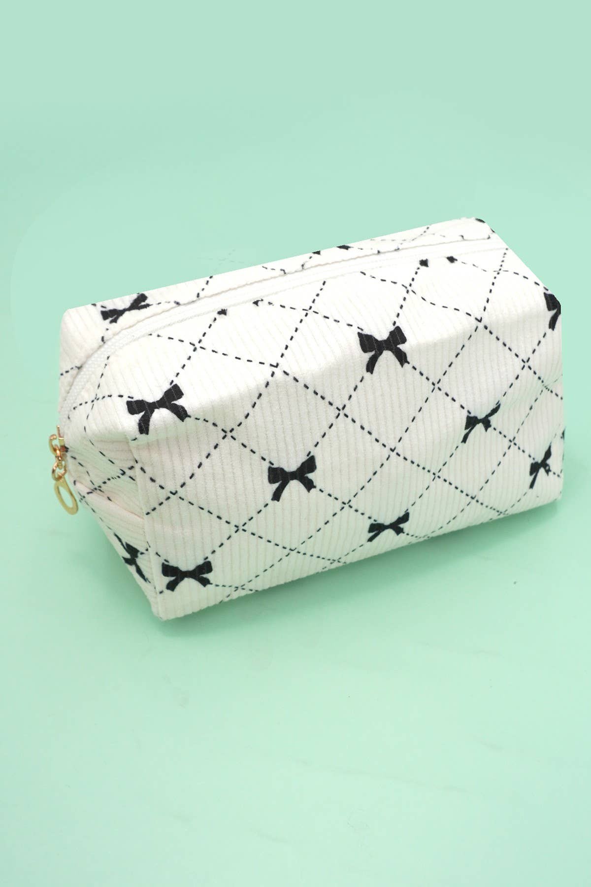 TRENDING BOW MAKEUP COSMETIC POUCH BAG | 40P550: Black