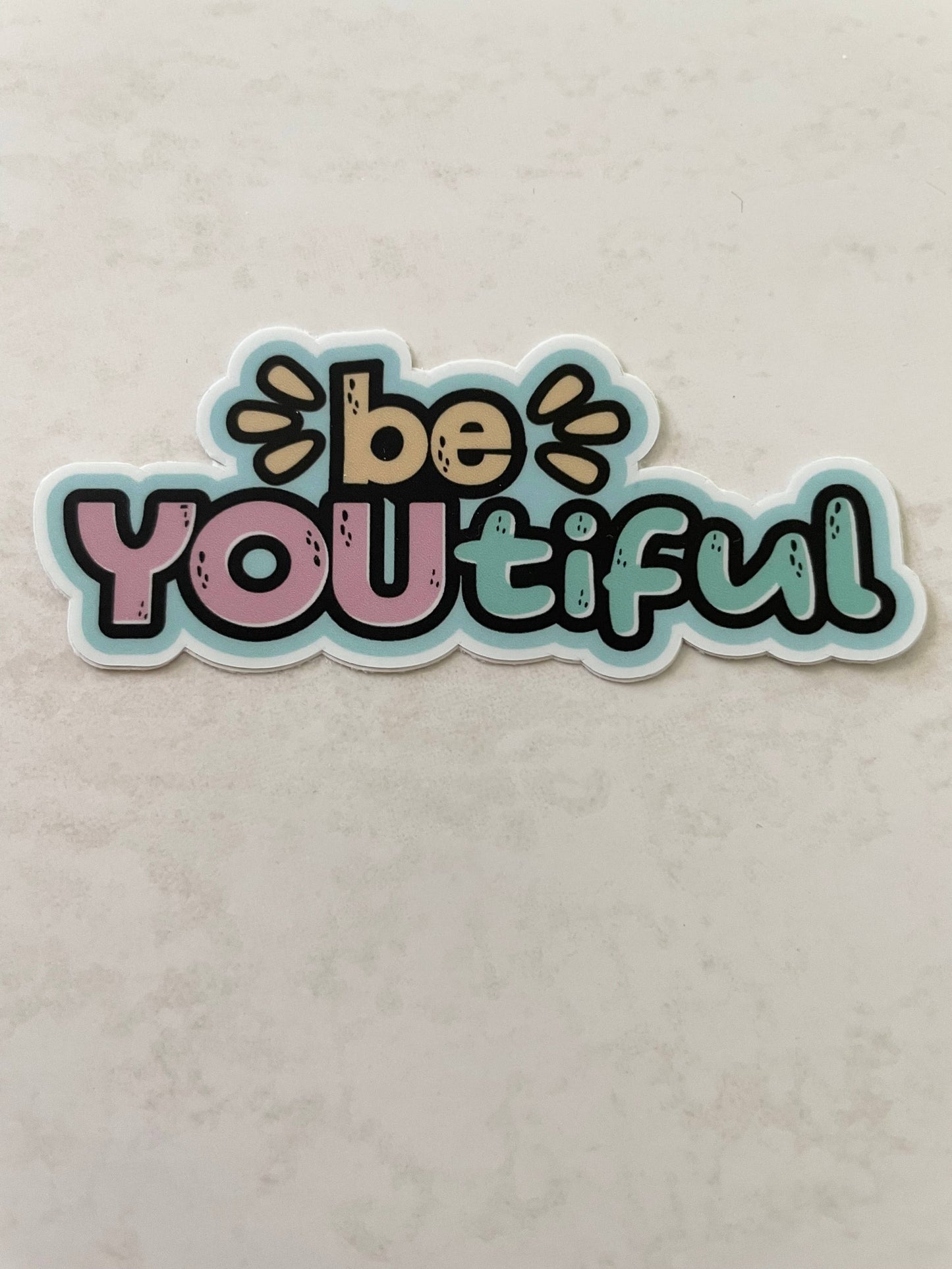 BeYoutiful Body Positivity Vinyl Sticker, 3" x 1.3": No Packaging