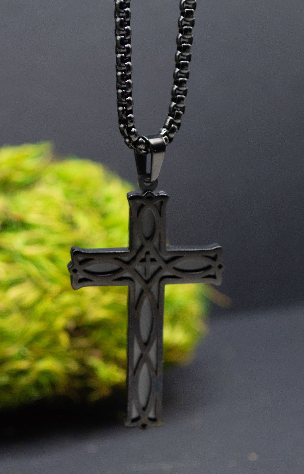 Cross Black Inlay Necklace - Eden Merry Necklace