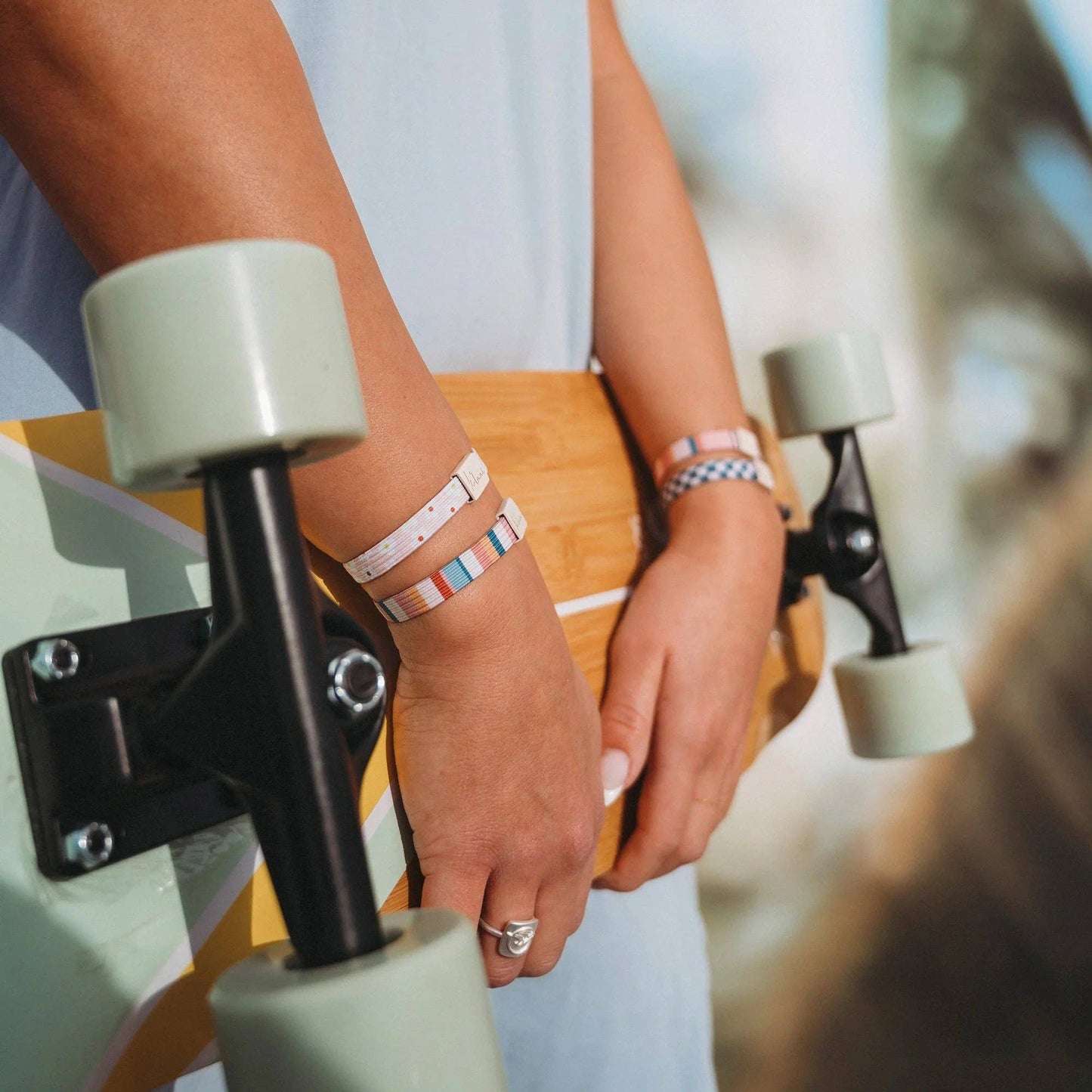 "Passion" Stripes & Flowers - Hair + Wrist Bands: Medium