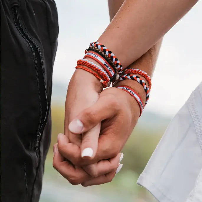 "Game Day" Red/White/Black Hair Bracelets: Medium