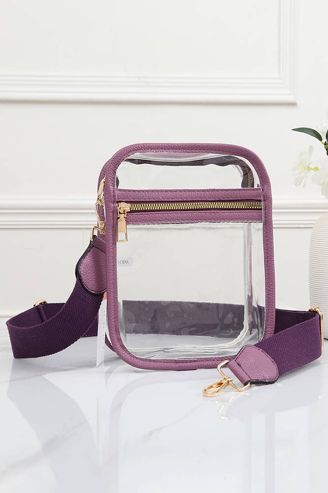 Clear PU Cross Body Mini Bag: Black