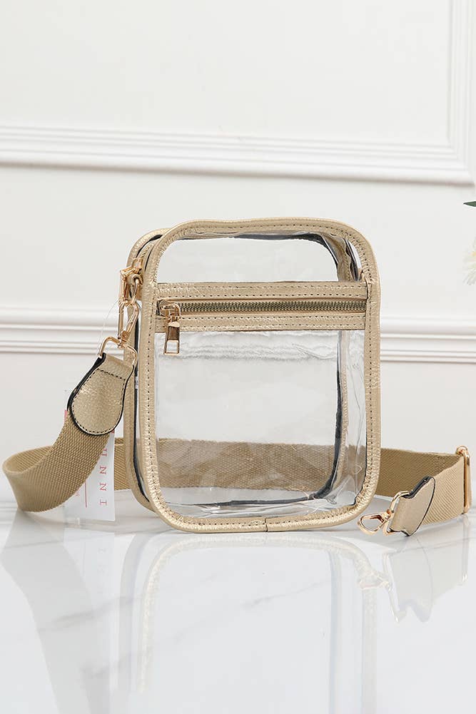 Clear PU Cross Body Mini Bag: Black
