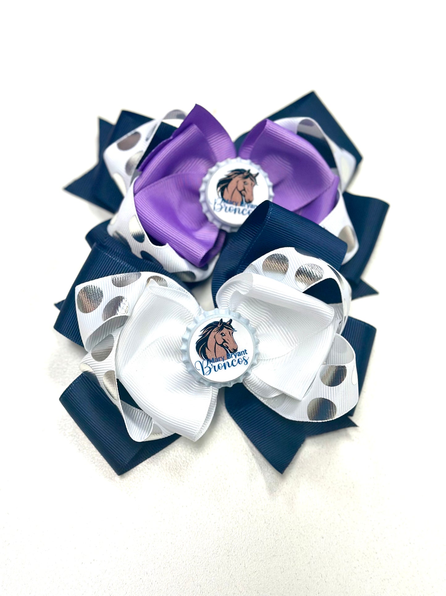 Mary Bryant Broncos Silver Dot Bow