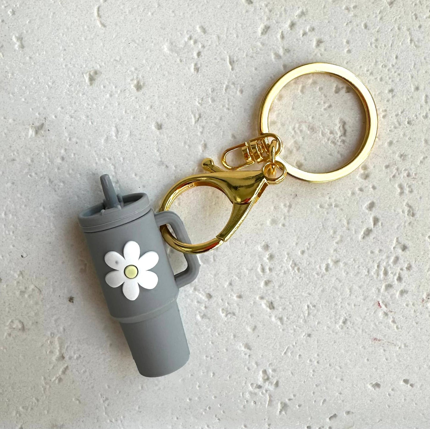 Petite Tumbler with Gold Hardware Keychain Gray