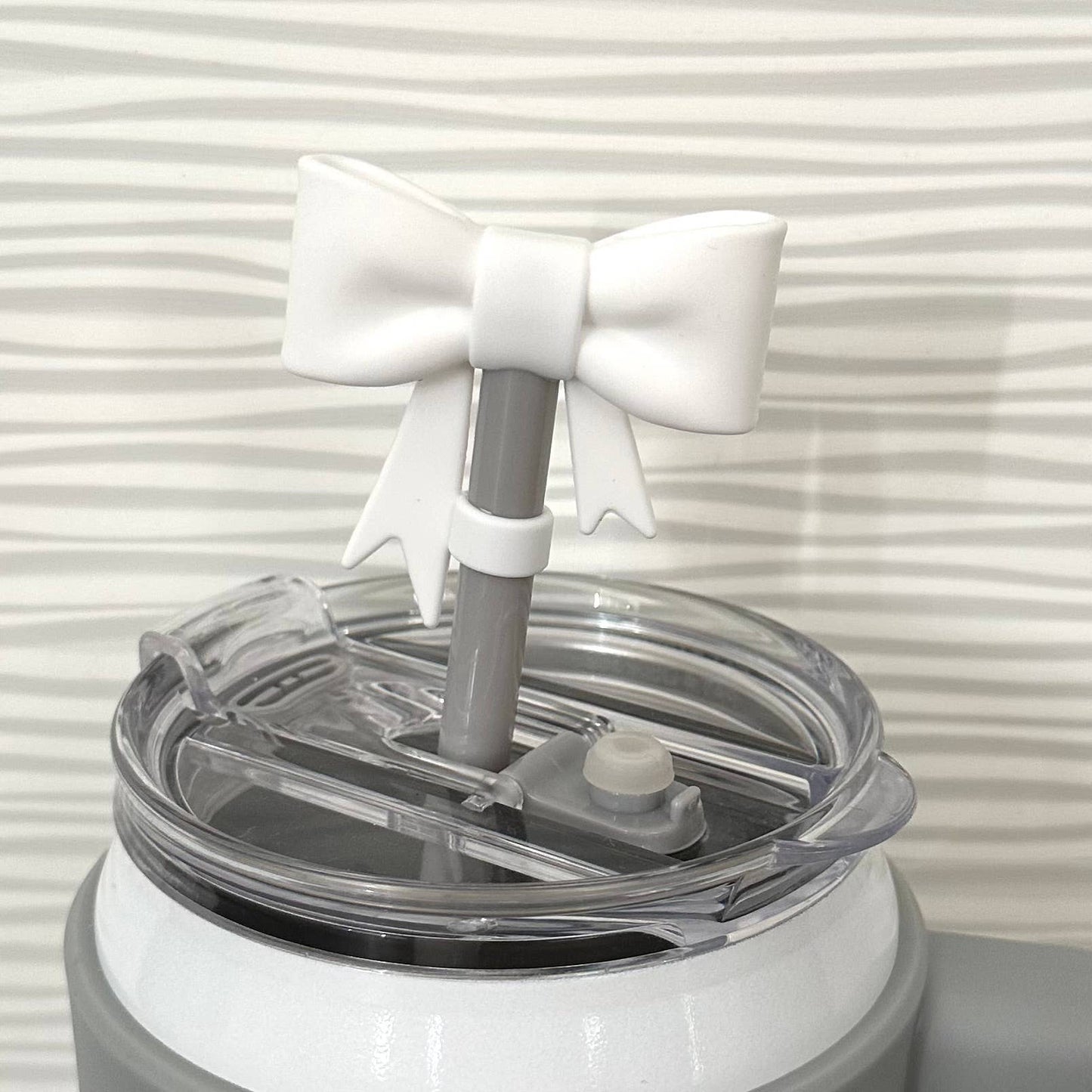 Straw Cover Topper Bow Coquette White 10mm