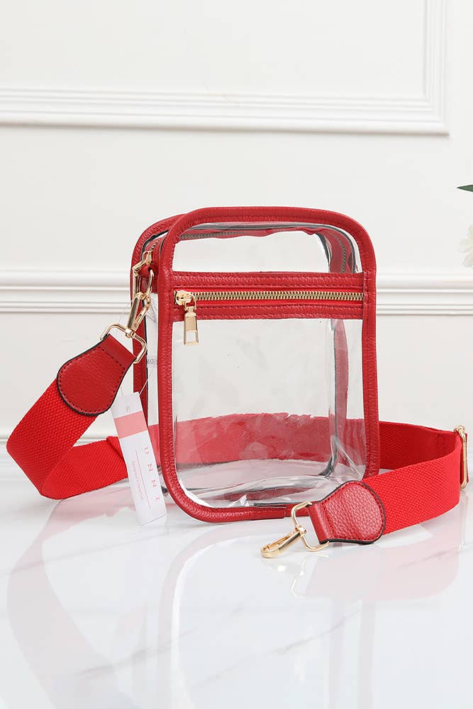 Clear PU Cross Body Mini Bag: Black