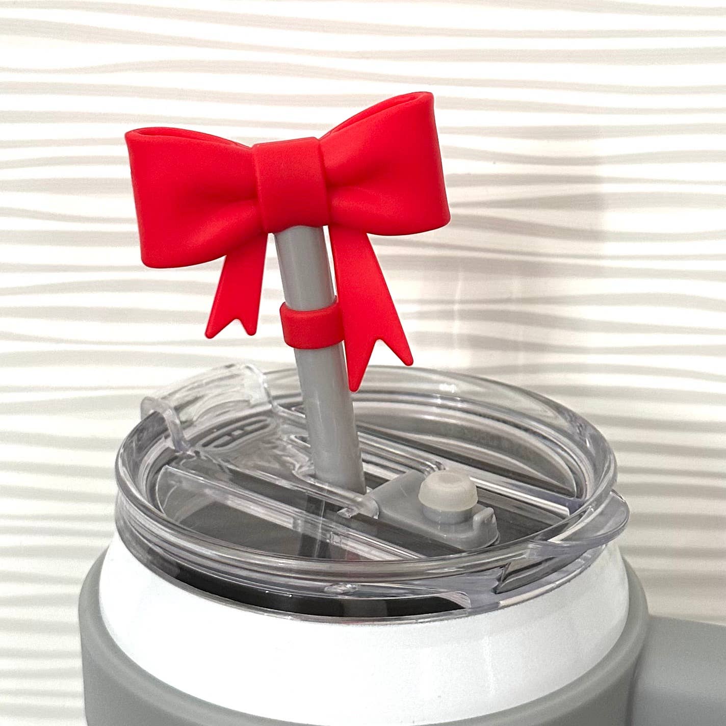 Straw Cover Topper Bow Coquette Red 10mm