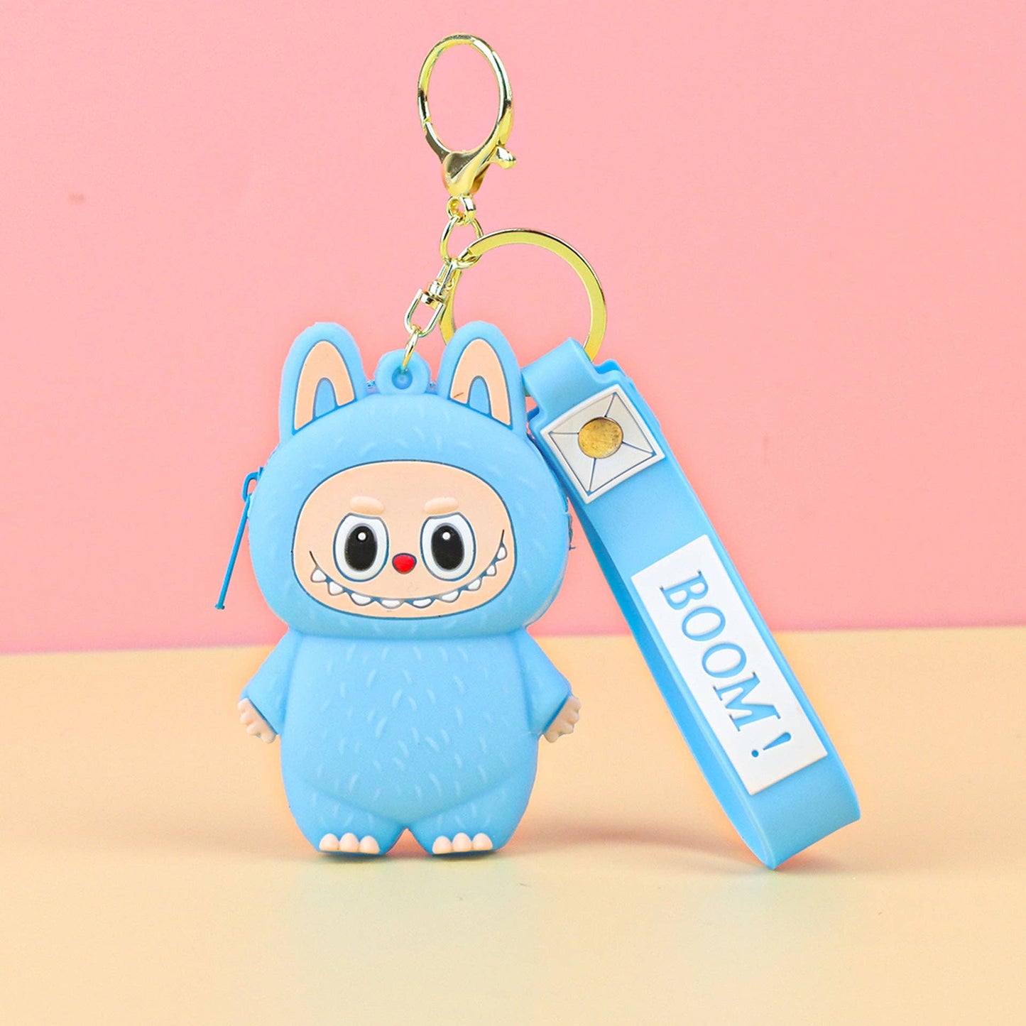 Labubu cute key chain coin purse labubu gift: Brown