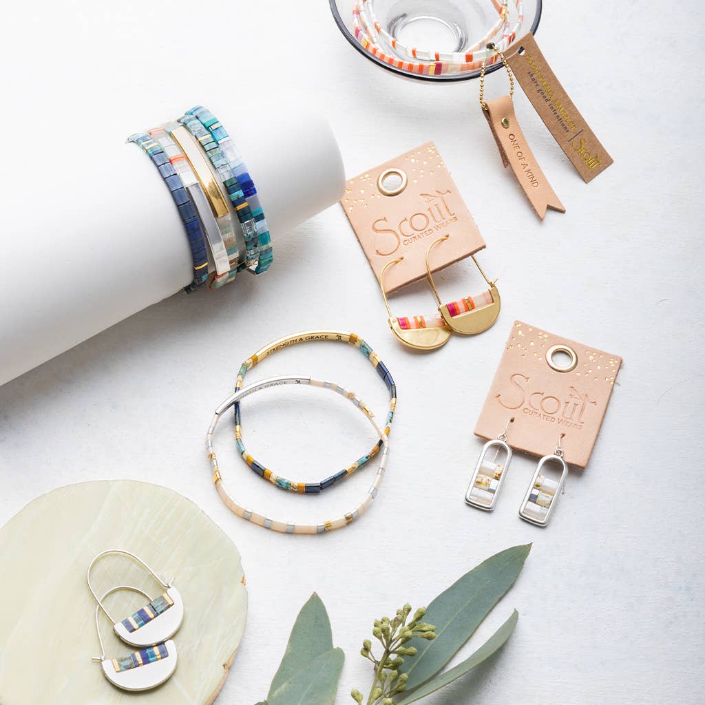Good Karma Miyuki Bracelet | One Of A Kind - Mint/Peach/Gold