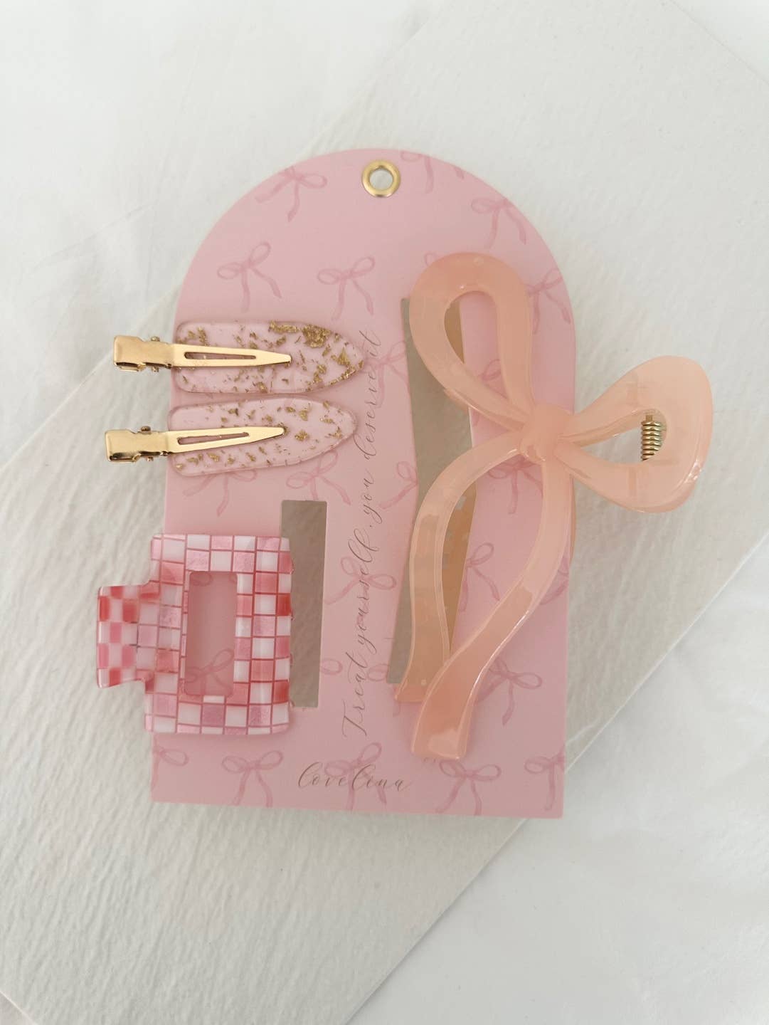 4 Hair Clips Set Crease Free Gold Bow Hair Clip Set (SIVU): Champagne