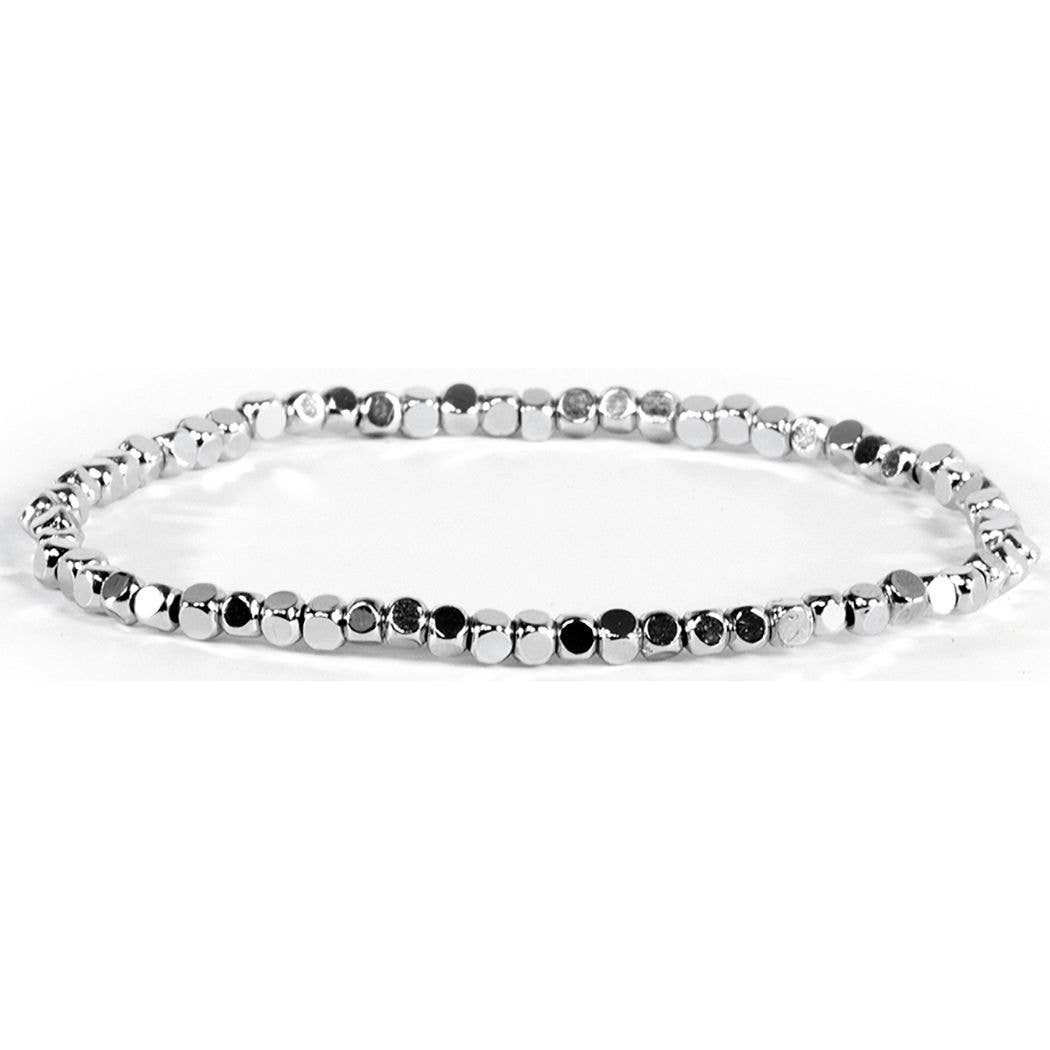 Silver Cube Bead Bracelet - Small (3mm)