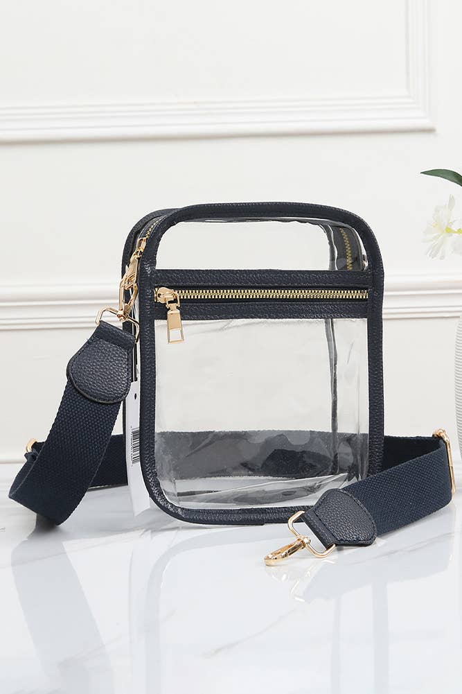 Clear PU Cross Body Mini Bag: Black