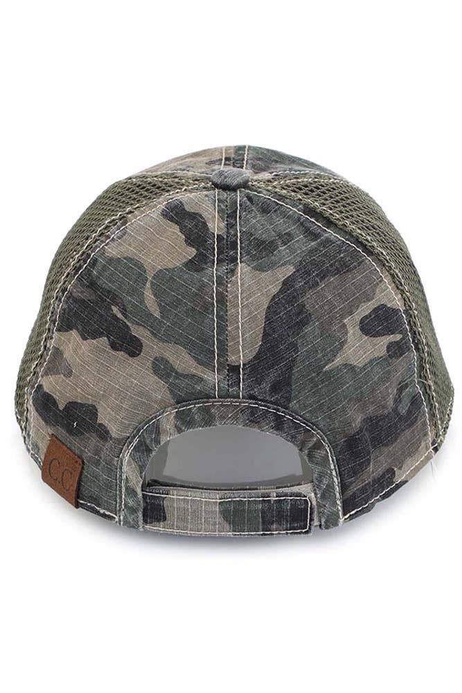 C.C American Flag Embroidery Camo Baseball Cap: Beige