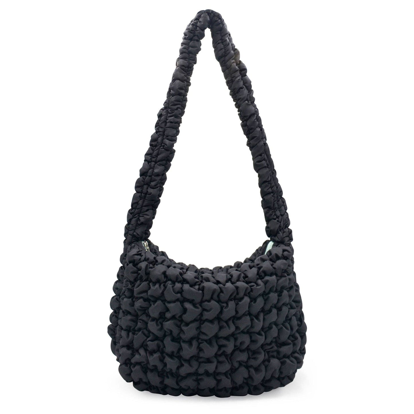 Quilted Scrunchies Black Hobo Sling Bag: Black Scrunch