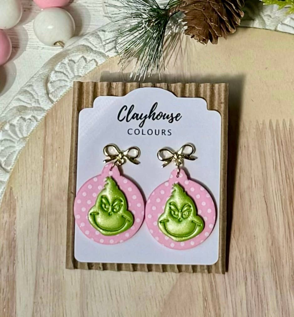 Christmas Earrings : Red Polka Dots