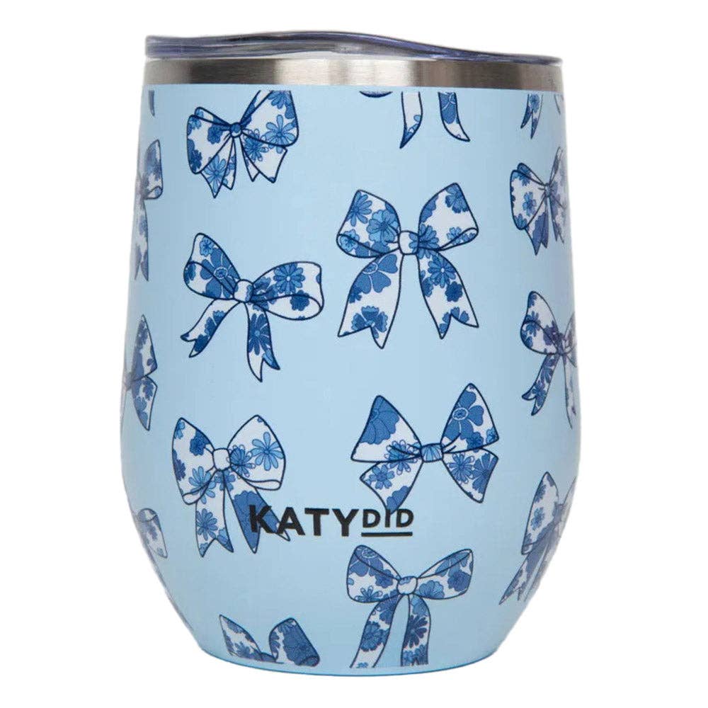 Chinoserie Coquette Bows WINE TUMBLER Cup: Light Blue