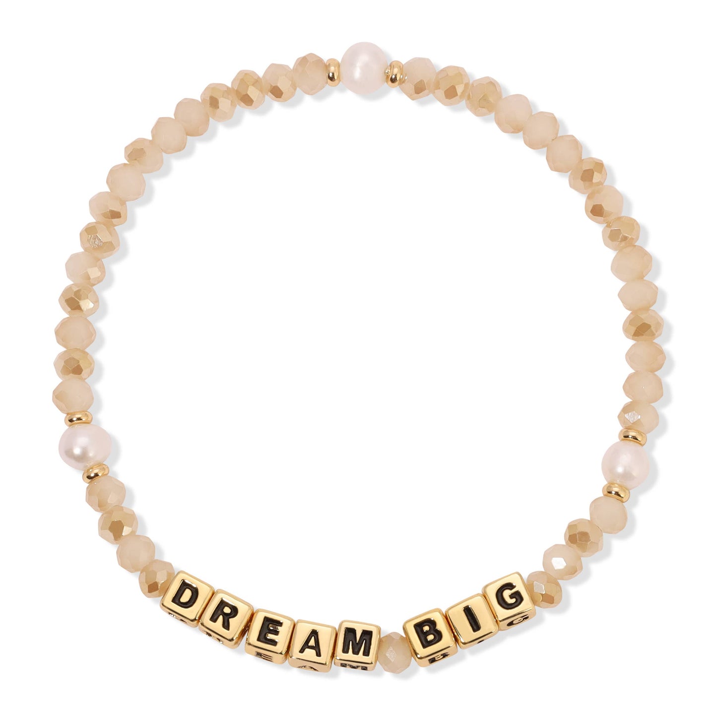 Dream Big - Carmel Cream Crystal & Pearl Beaded Bracelet
