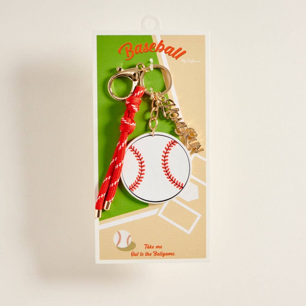 7 Inch Leather Baseball Homerun Charm Keychain Bag Charm: Blue / ONE