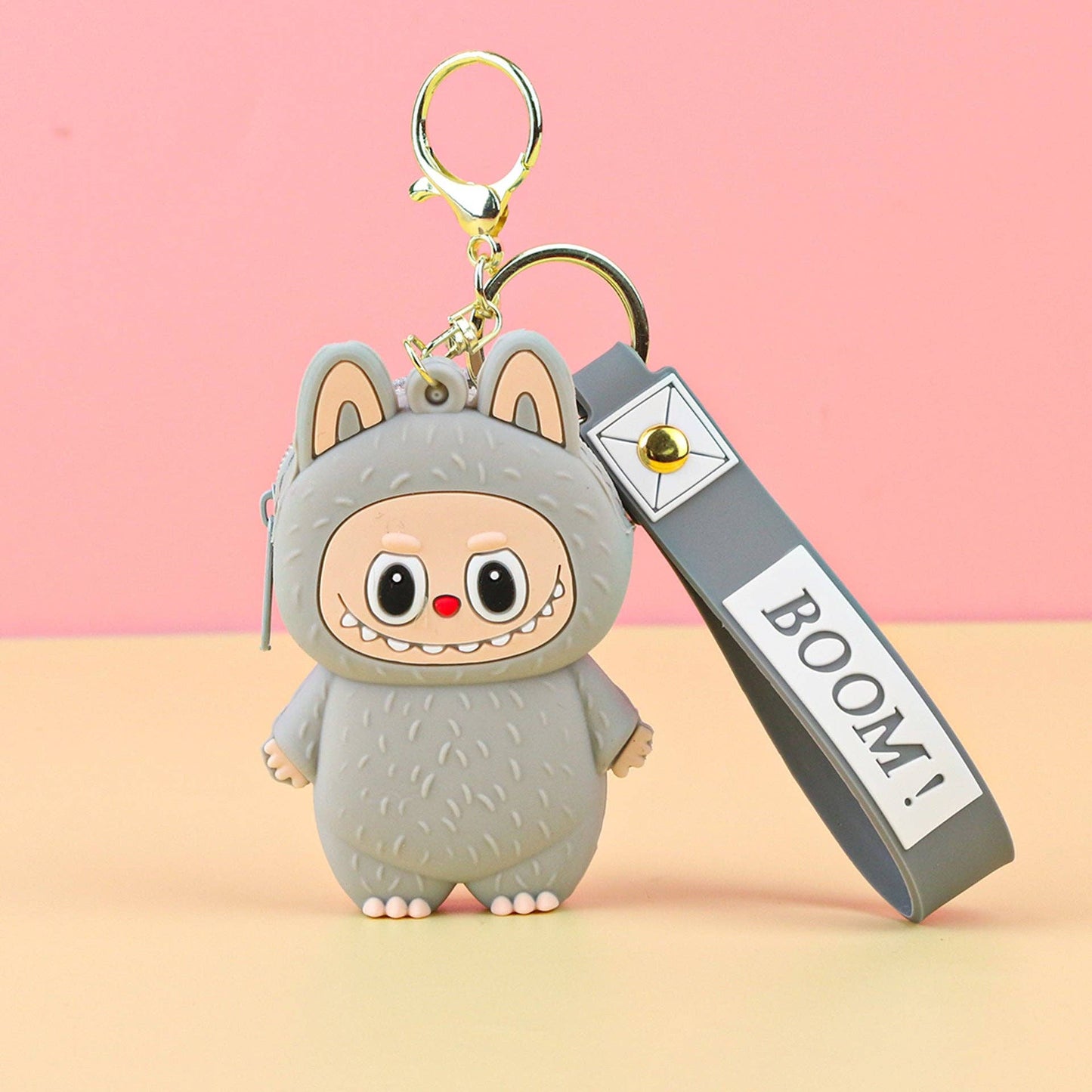 Labubu cute key chain coin purse labubu gift: Brown