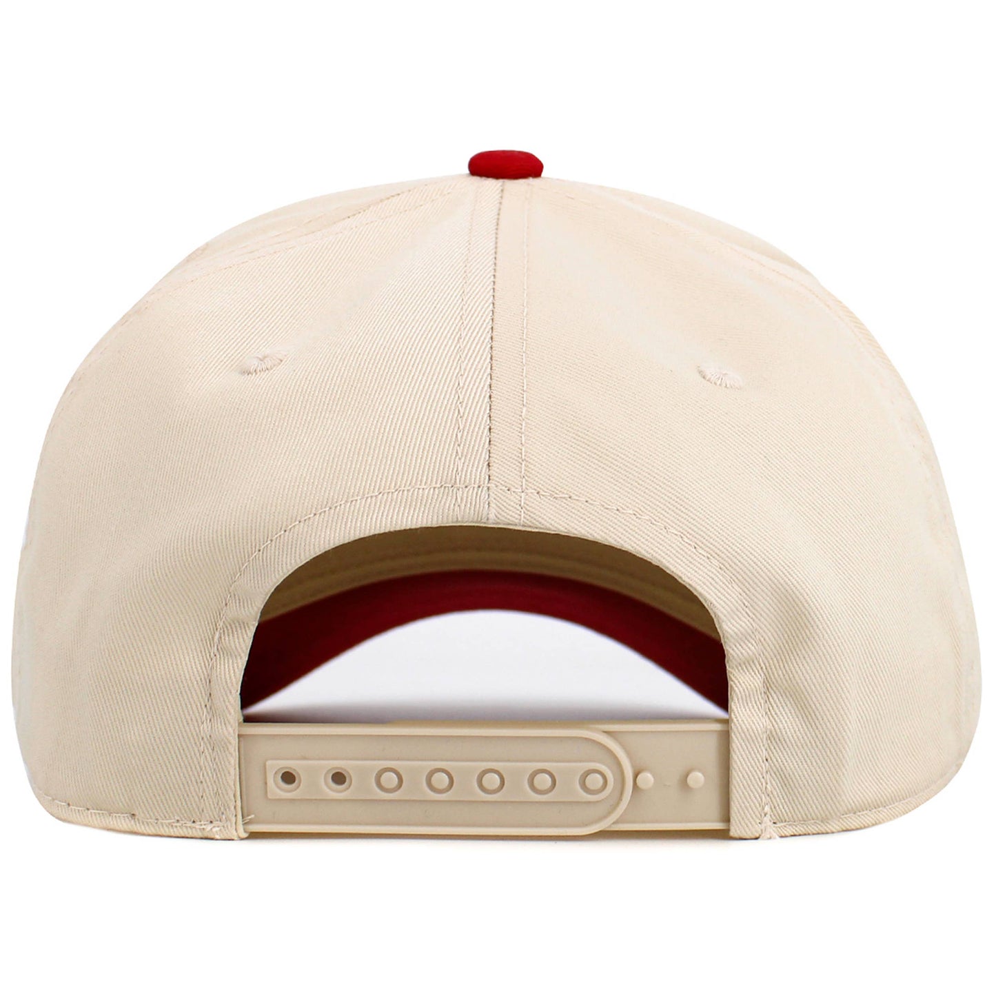 Five Panel Plain Snapback Baseball Cap: Natural/Red