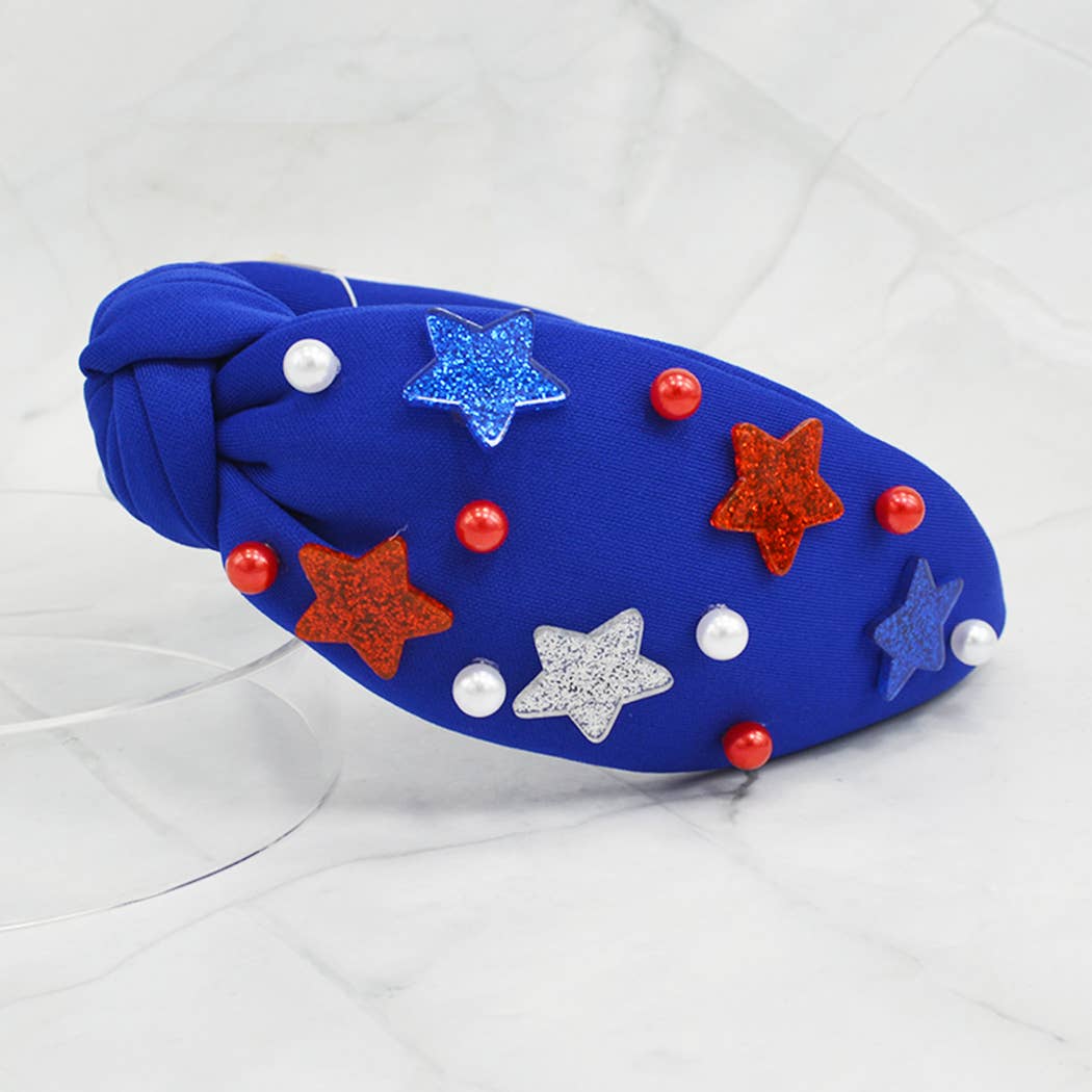 US Theme Stars Designed Knot Headband: WHT / ONE SIZE