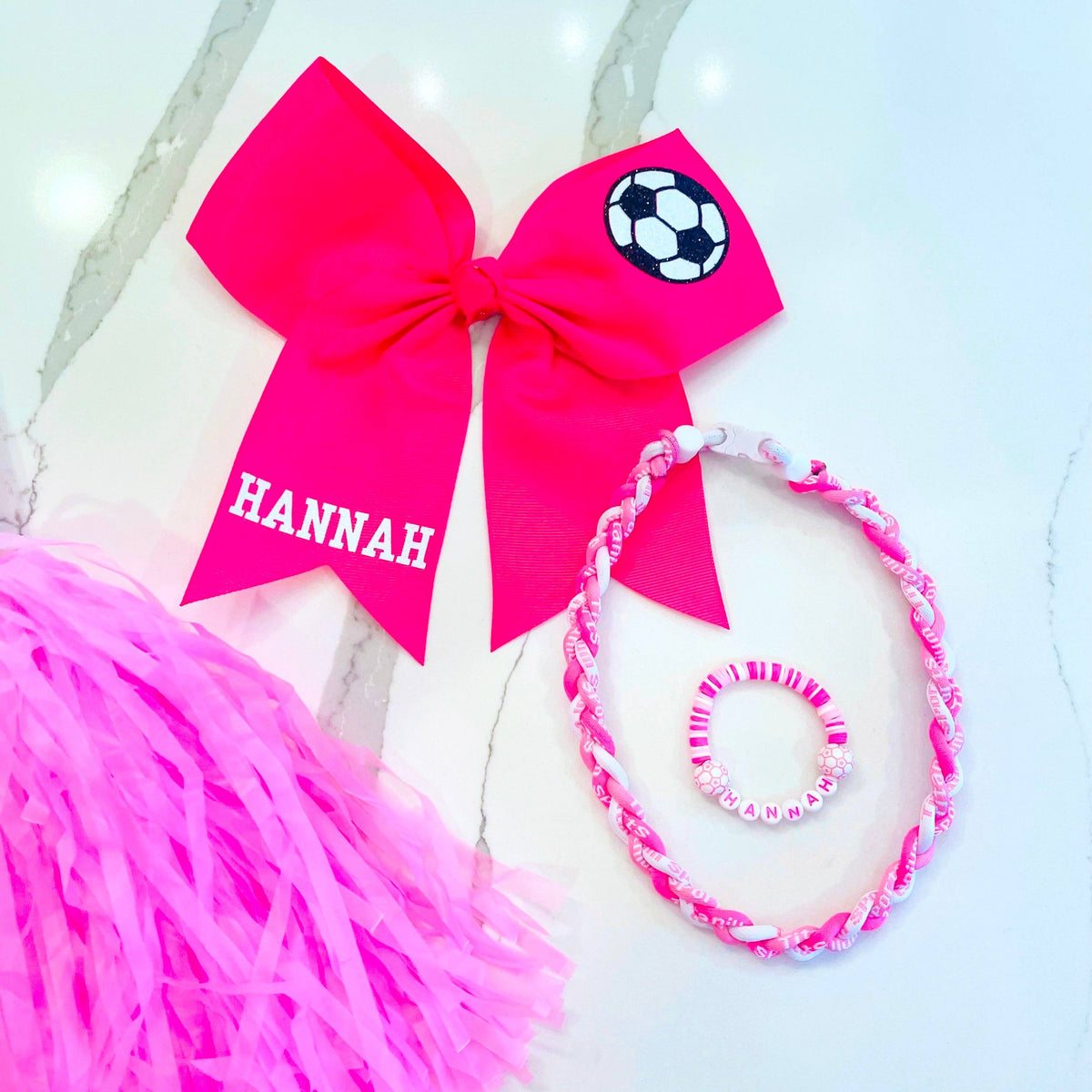 Braided Sports Necklace | Hot Pink + Light Pink