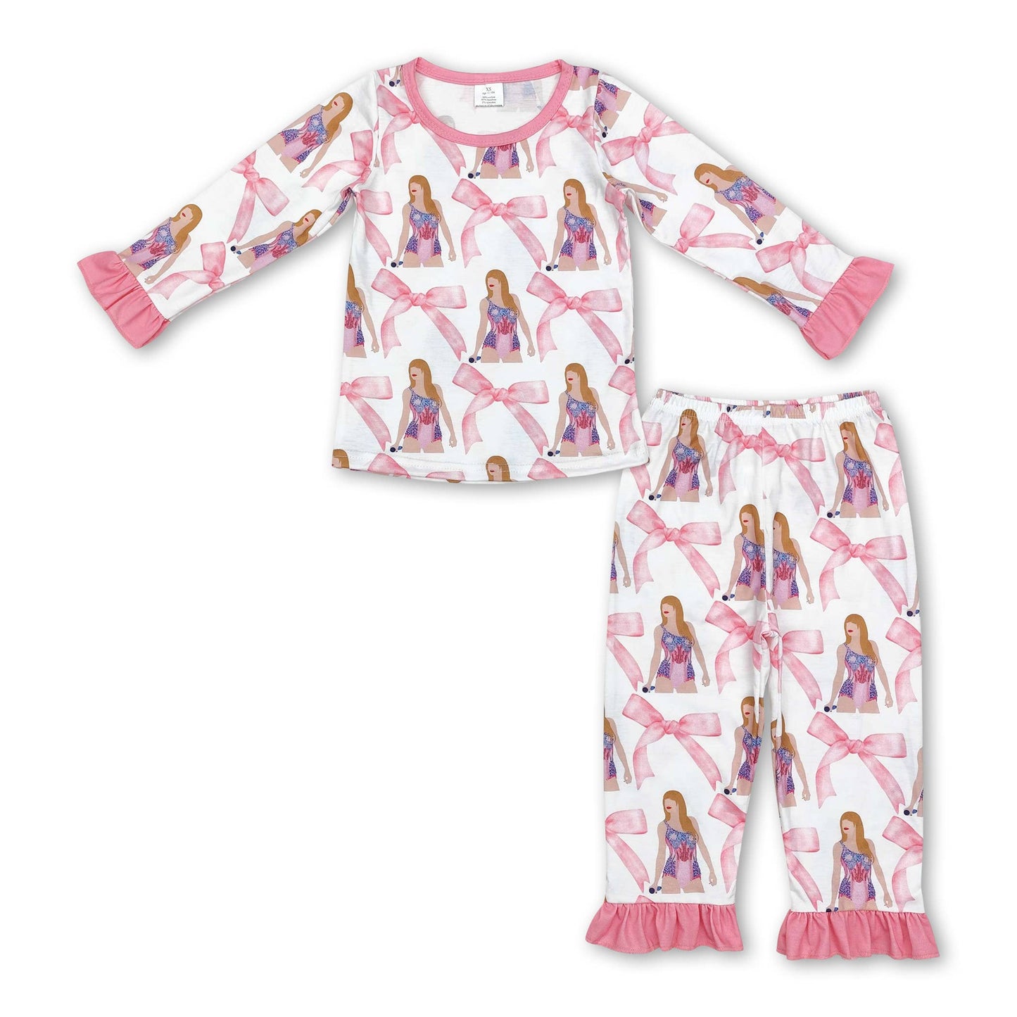 Long sleeves colorful patchwork singer girls bamboo pajamas: Lavender / 5-6T