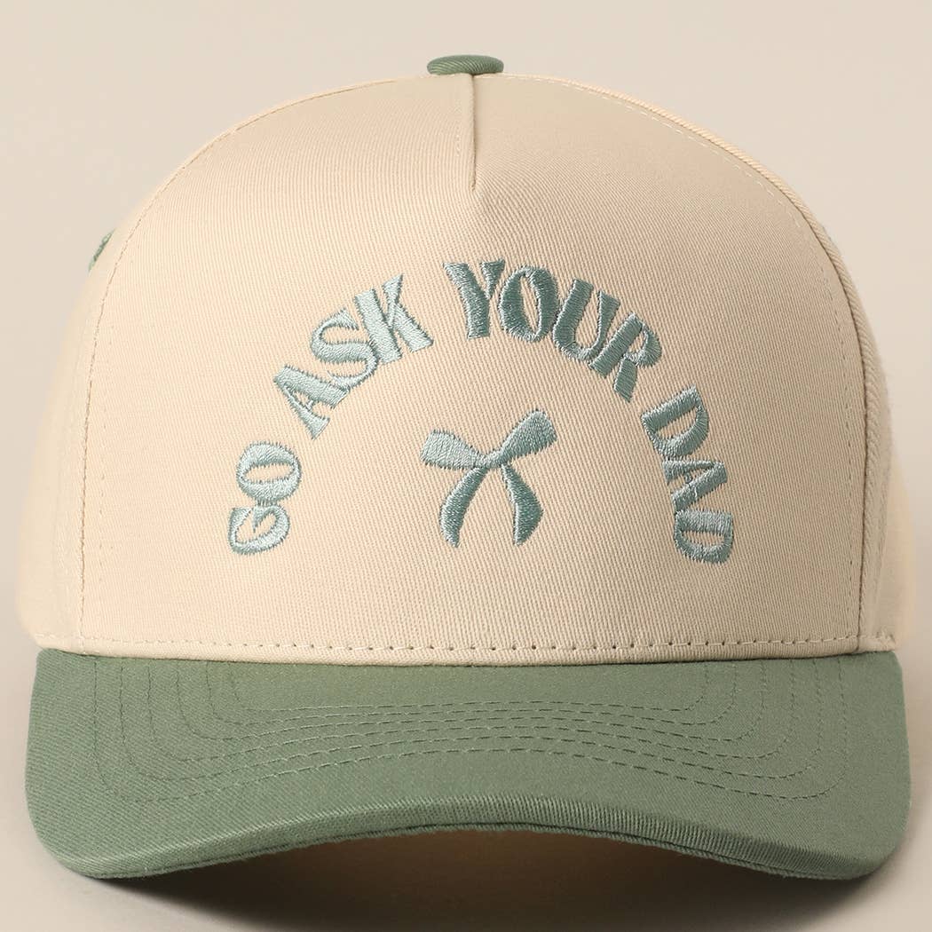 GO ASK YOUR DAD Embroidery Two-Tone Trucker Hat: DENIM / One Size