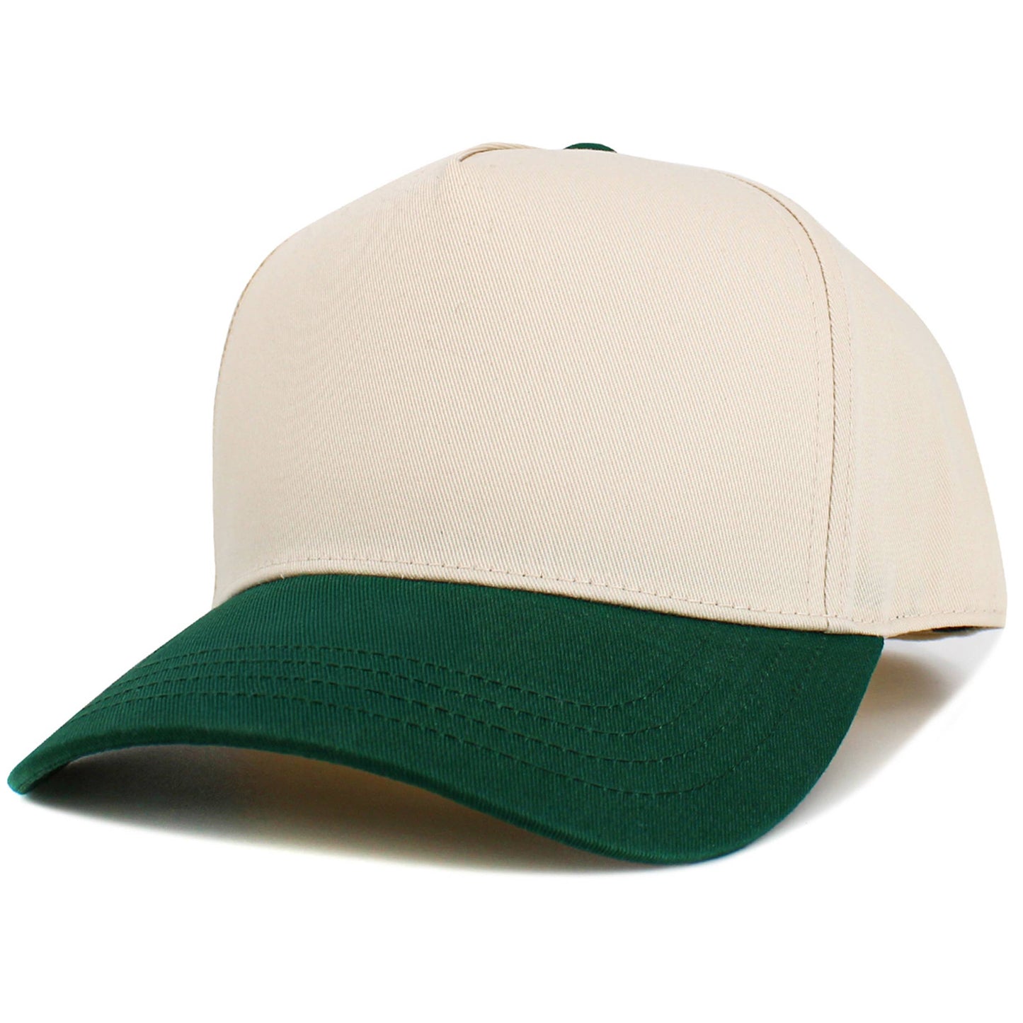 Five Panel Plain Snapback Baseball Cap: Natural/Red