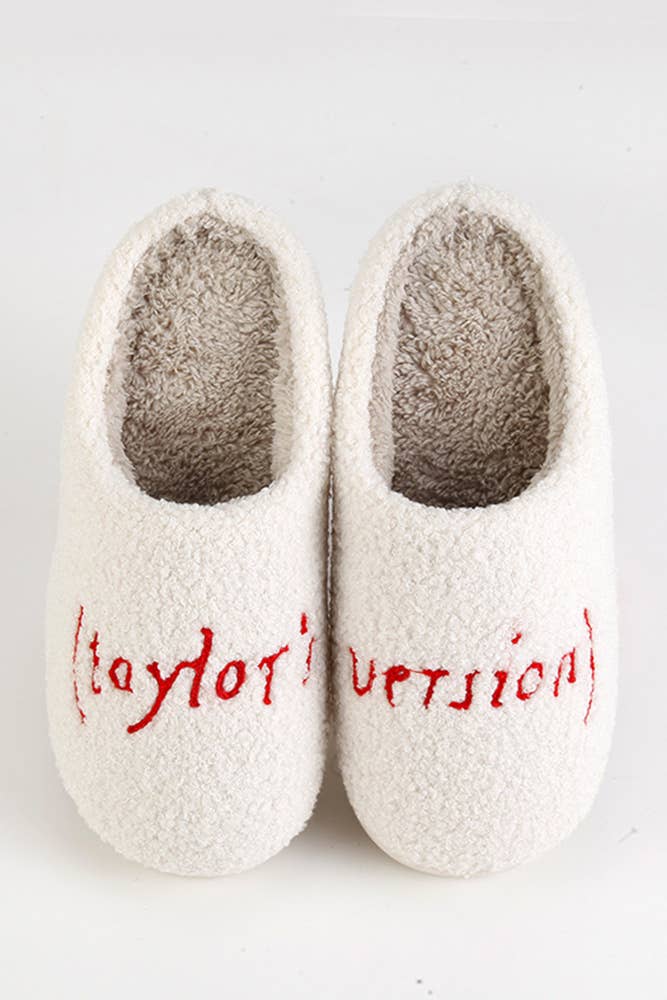 Graphic Printed Taylor's Version Knit Plush Slippers: Red / 39-40