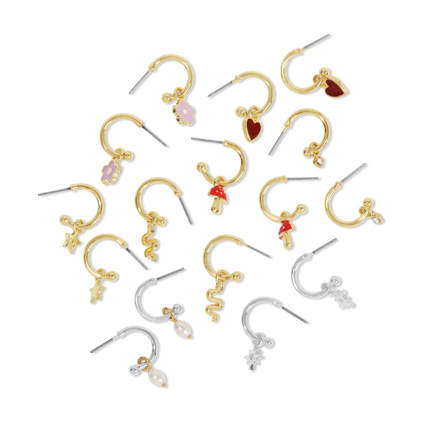 Hoops with Drop - Starburst (silver) - BRILLIANT