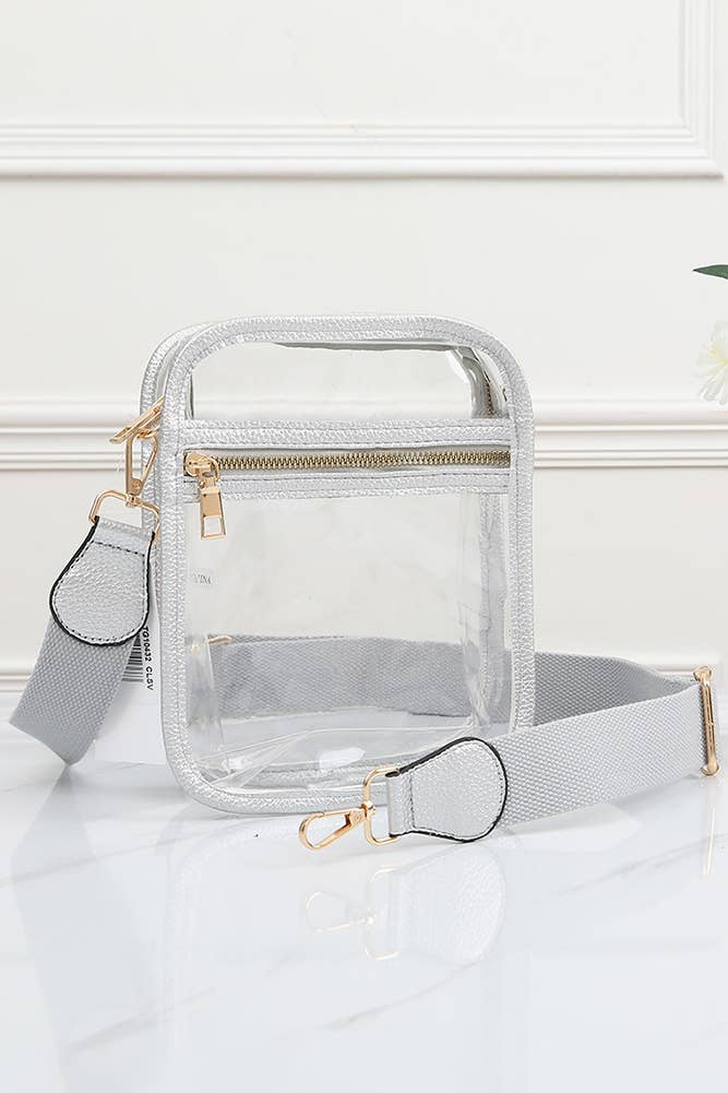 Clear PU Cross Body Mini Bag: Black