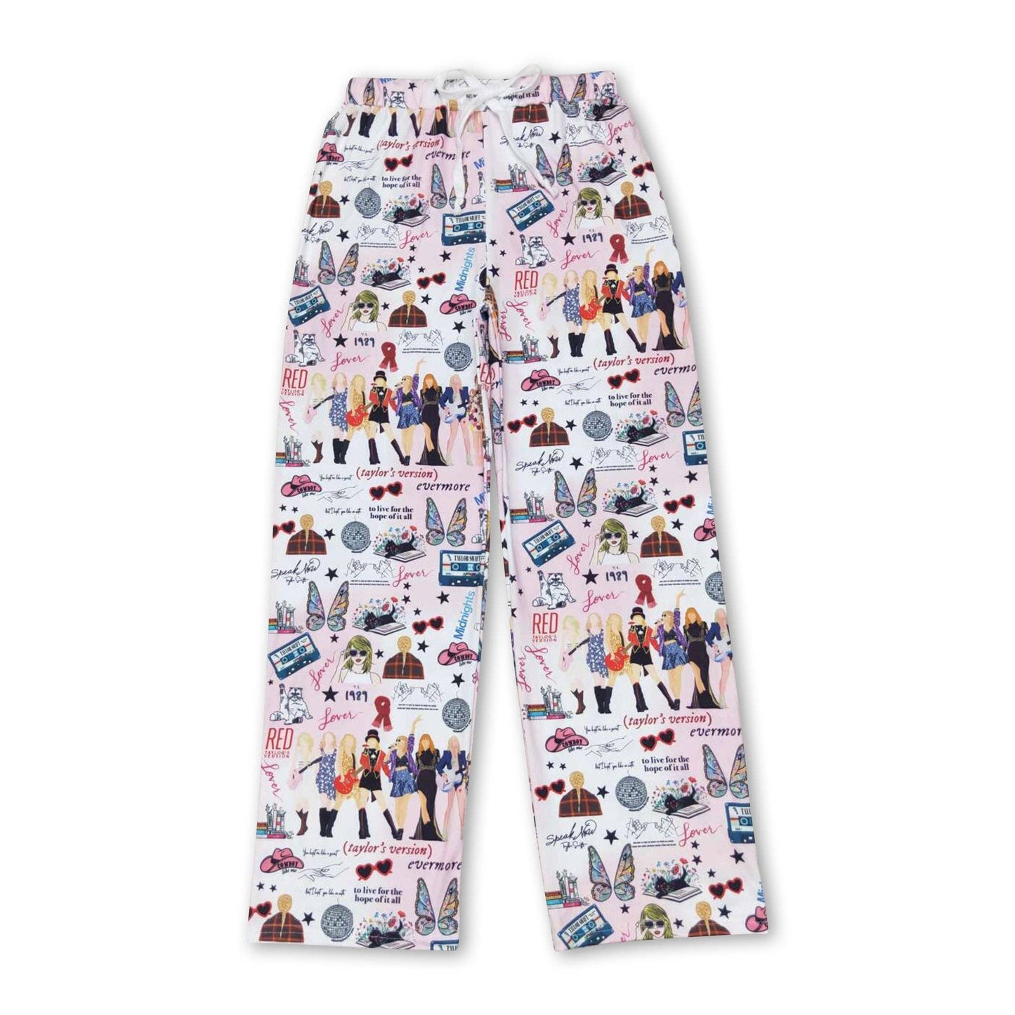 Pink butterfly pants singer adult women sleep bottom: L