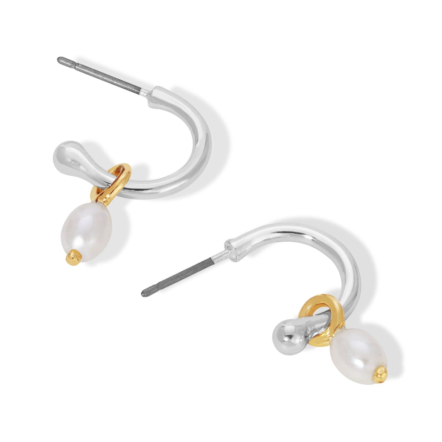 Hoops with Drop - Pearl (silver) - LOVELY