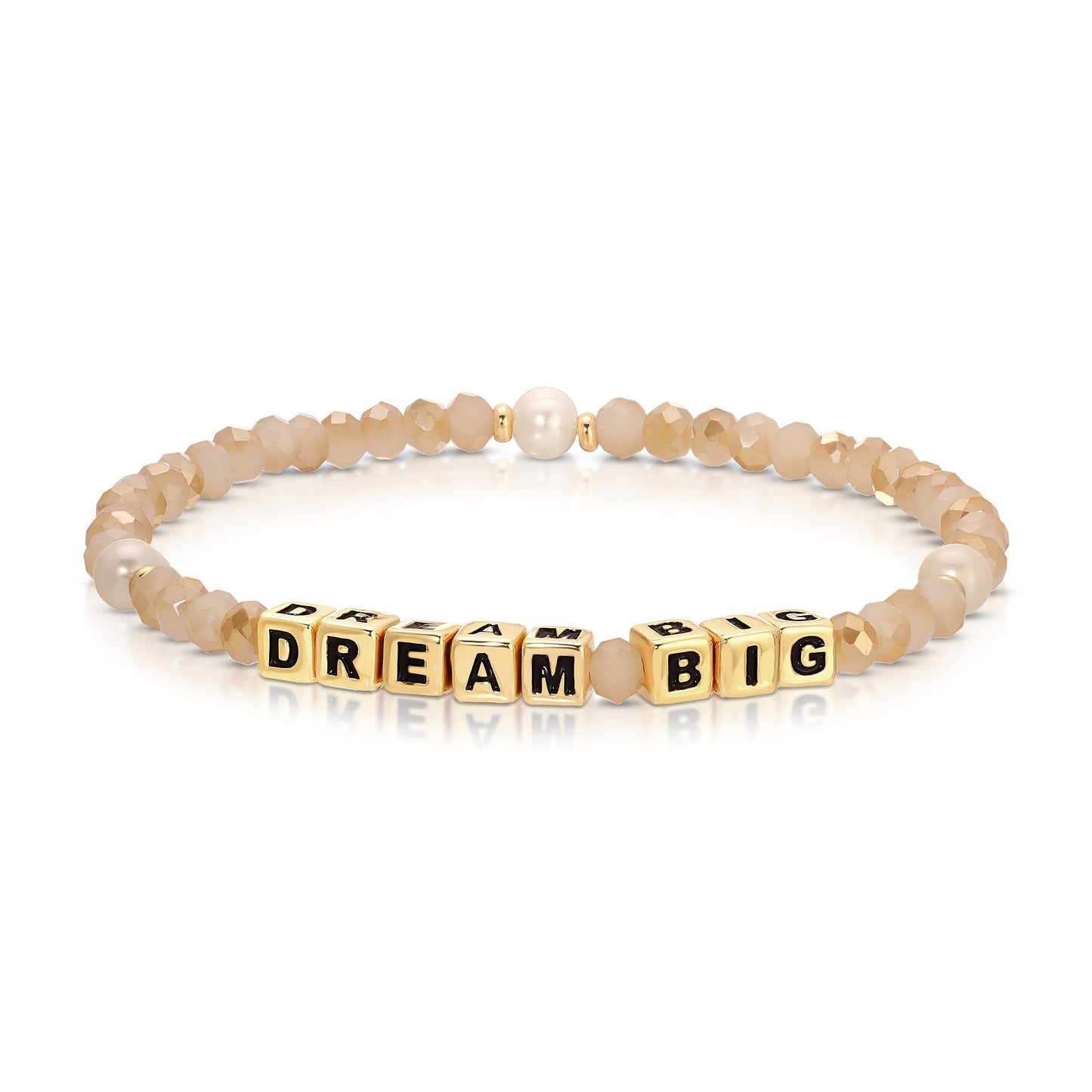 Dream Big - Carmel Cream Crystal & Pearl Beaded Bracelet