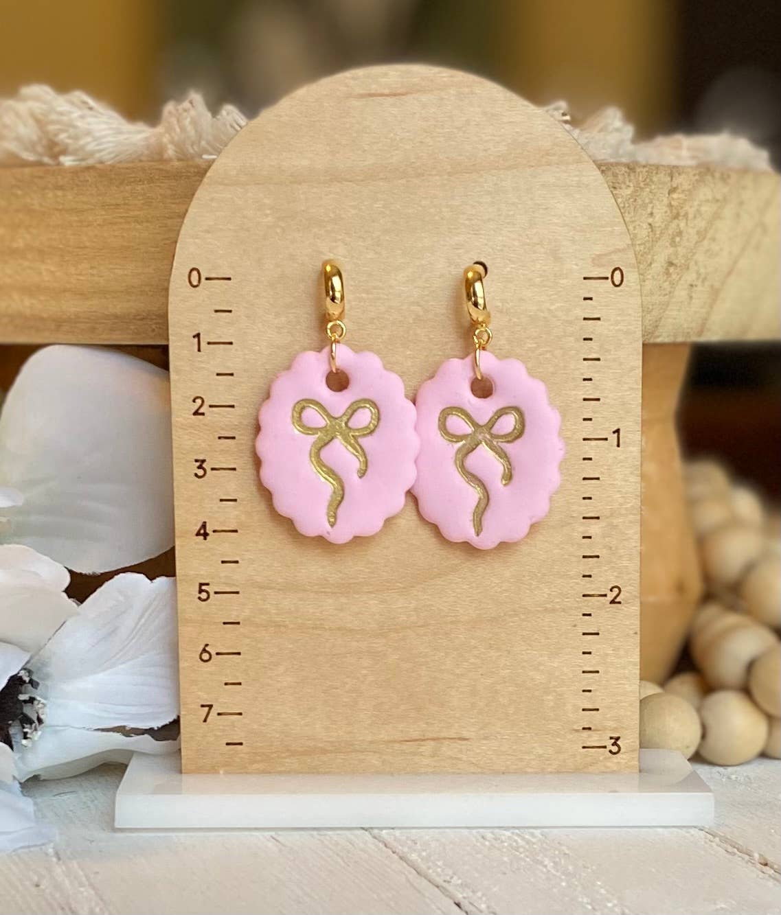 Bow Earrings : Hoop Light Pink