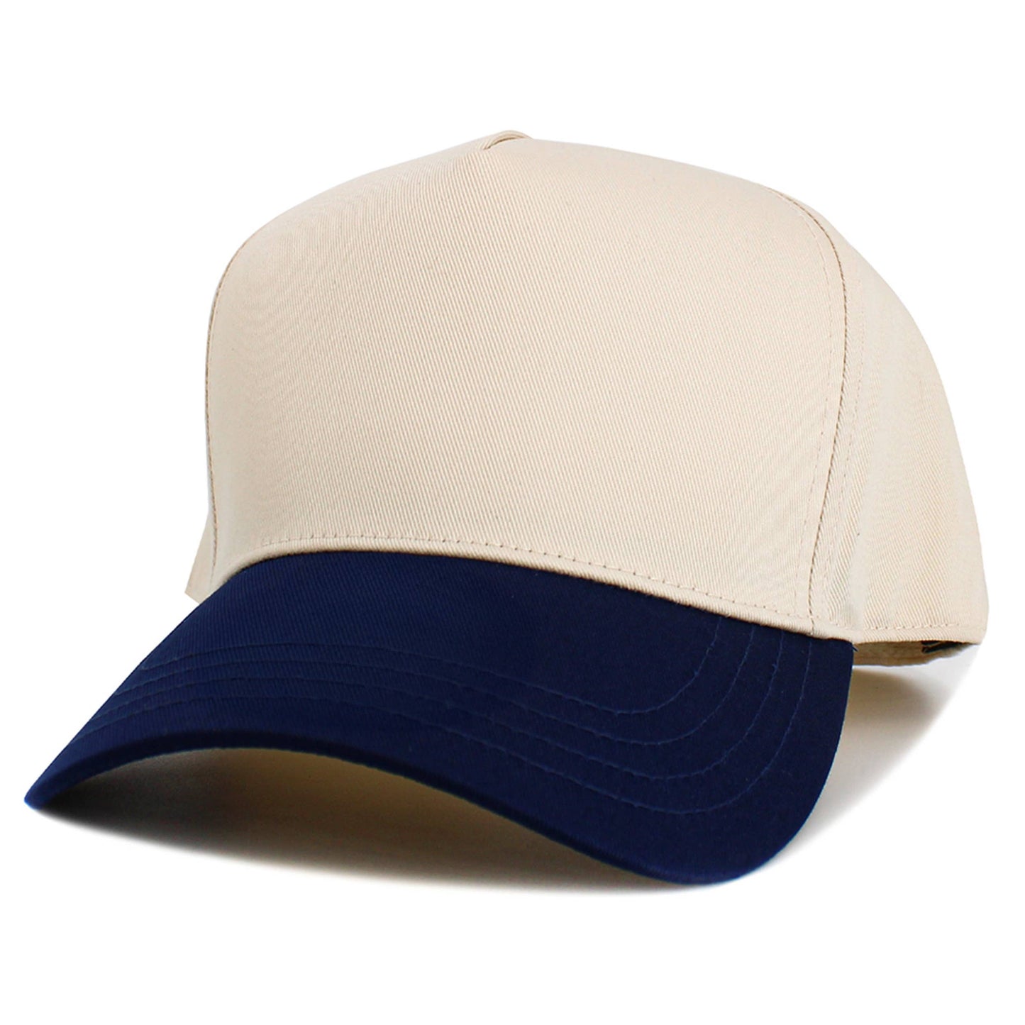 Five Panel Plain Snapback Baseball Cap: Natural/Red