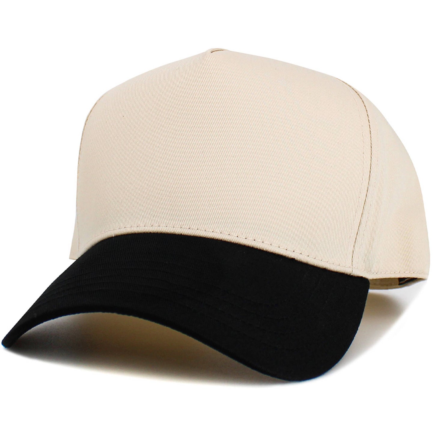 Five Panel Plain Snapback Baseball Cap: Natural/Red