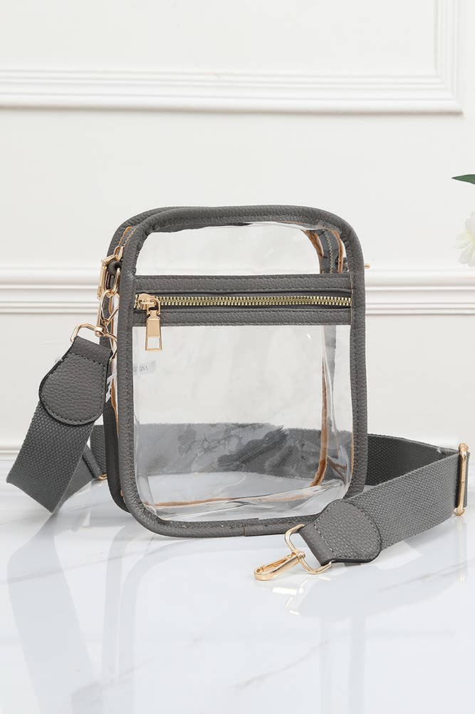 Clear PU Cross Body Mini Bag: Navy