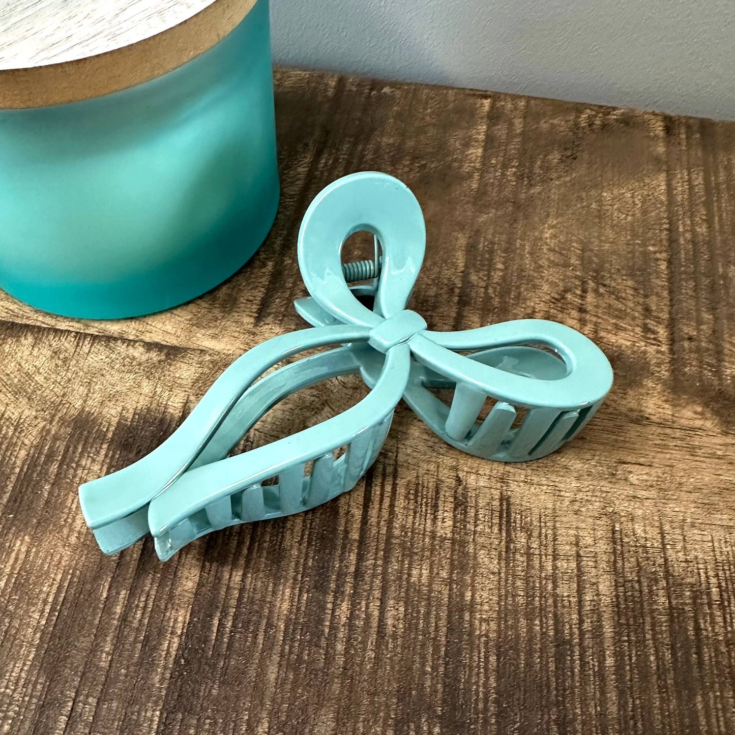 Bow Claw Coquette Hair Clip Accessory Blue Grey