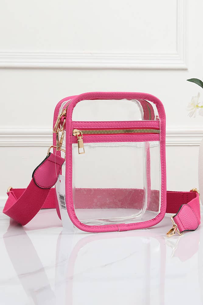 Clear PU Cross Body Mini Bag: White