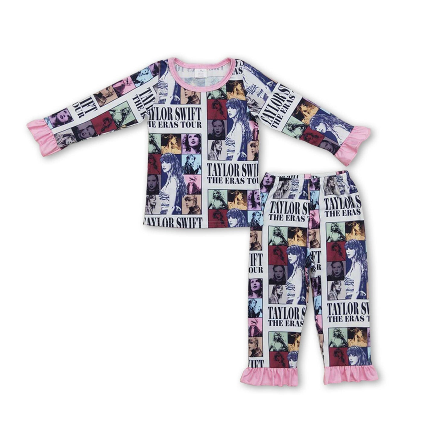 Long sleeves colorful patchwork singer girls bamboo pajamas: Lavender / 5-6T