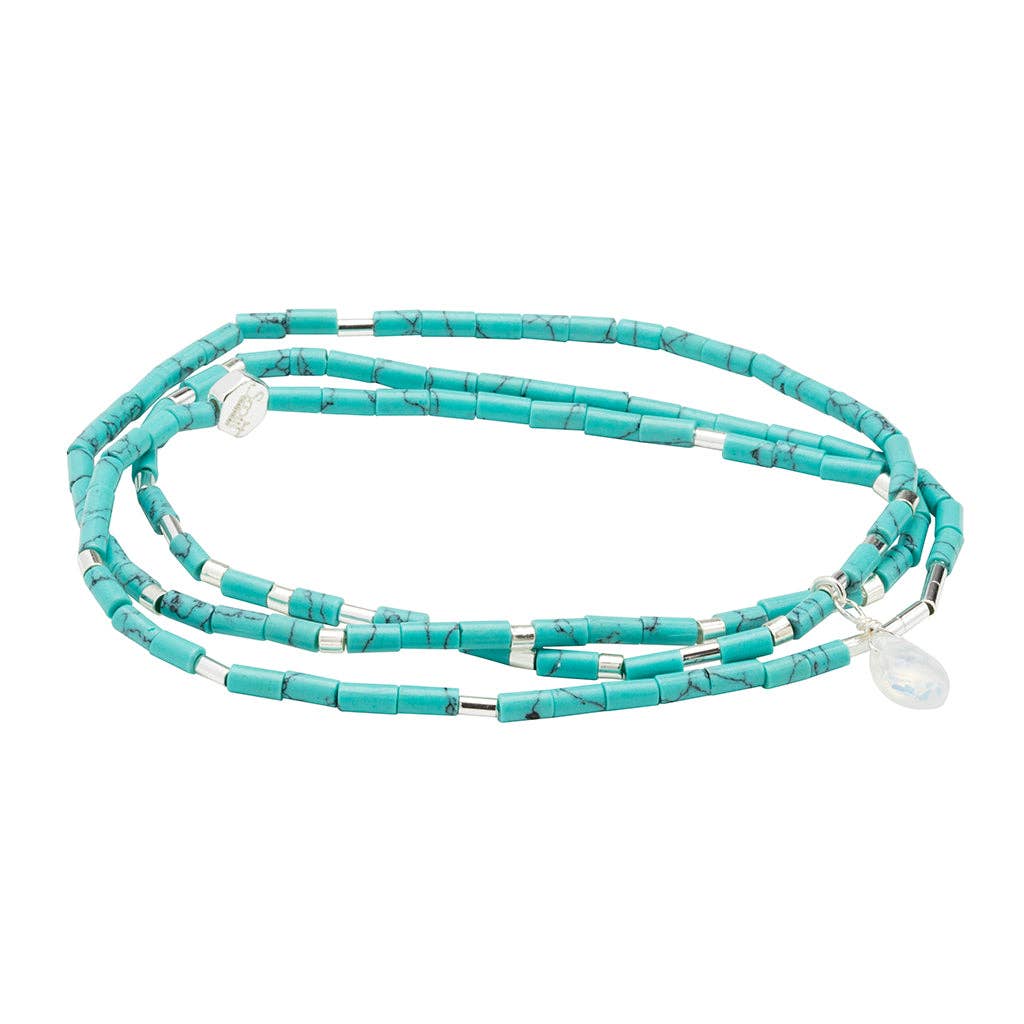 Teardrop Stone Wrap Turquoise/Opalite/Silver - Stone of Calm